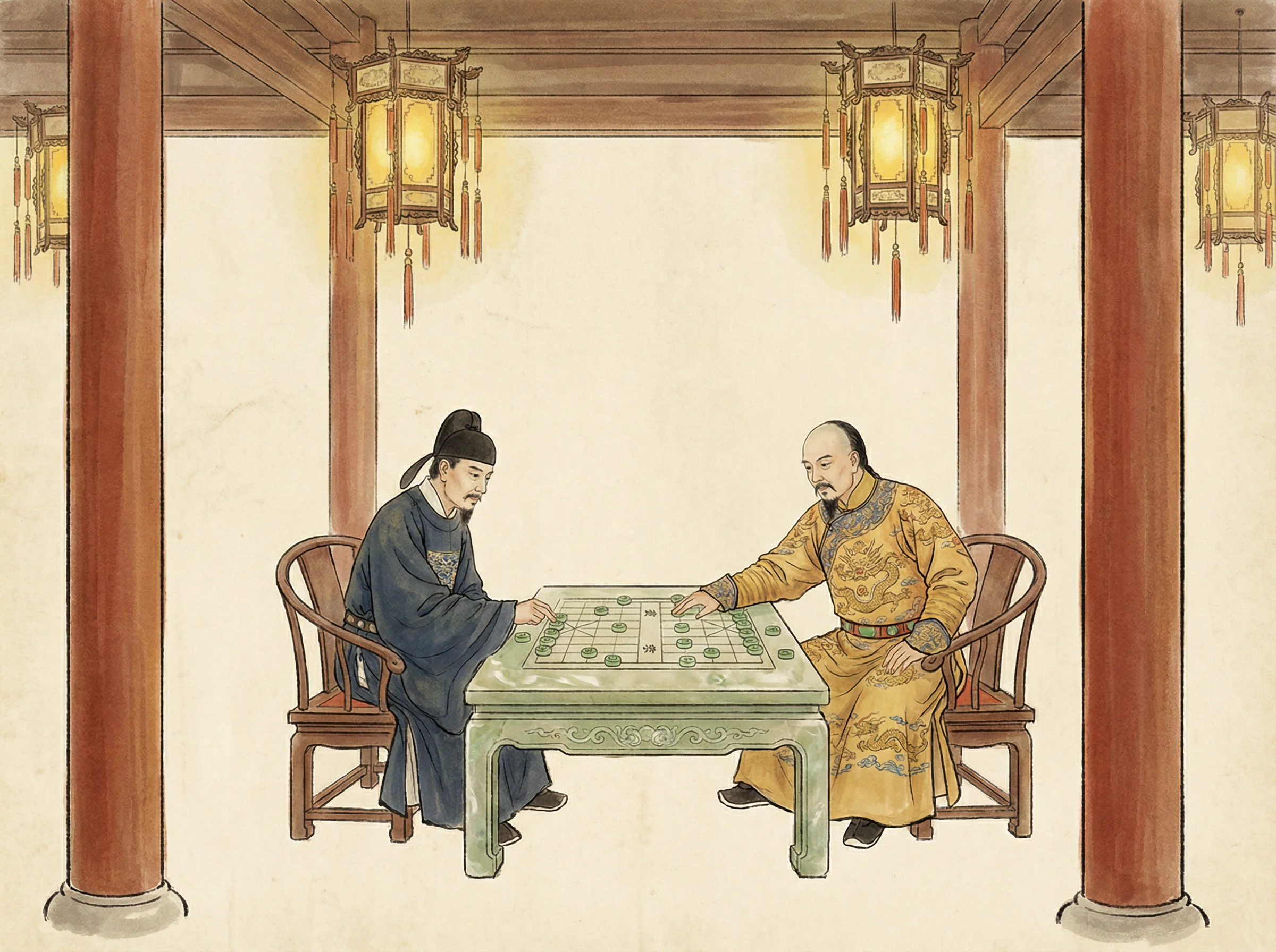 模拟皇帝与大臣在乾清宫御前对弈 斗地主wangzhi 的场景