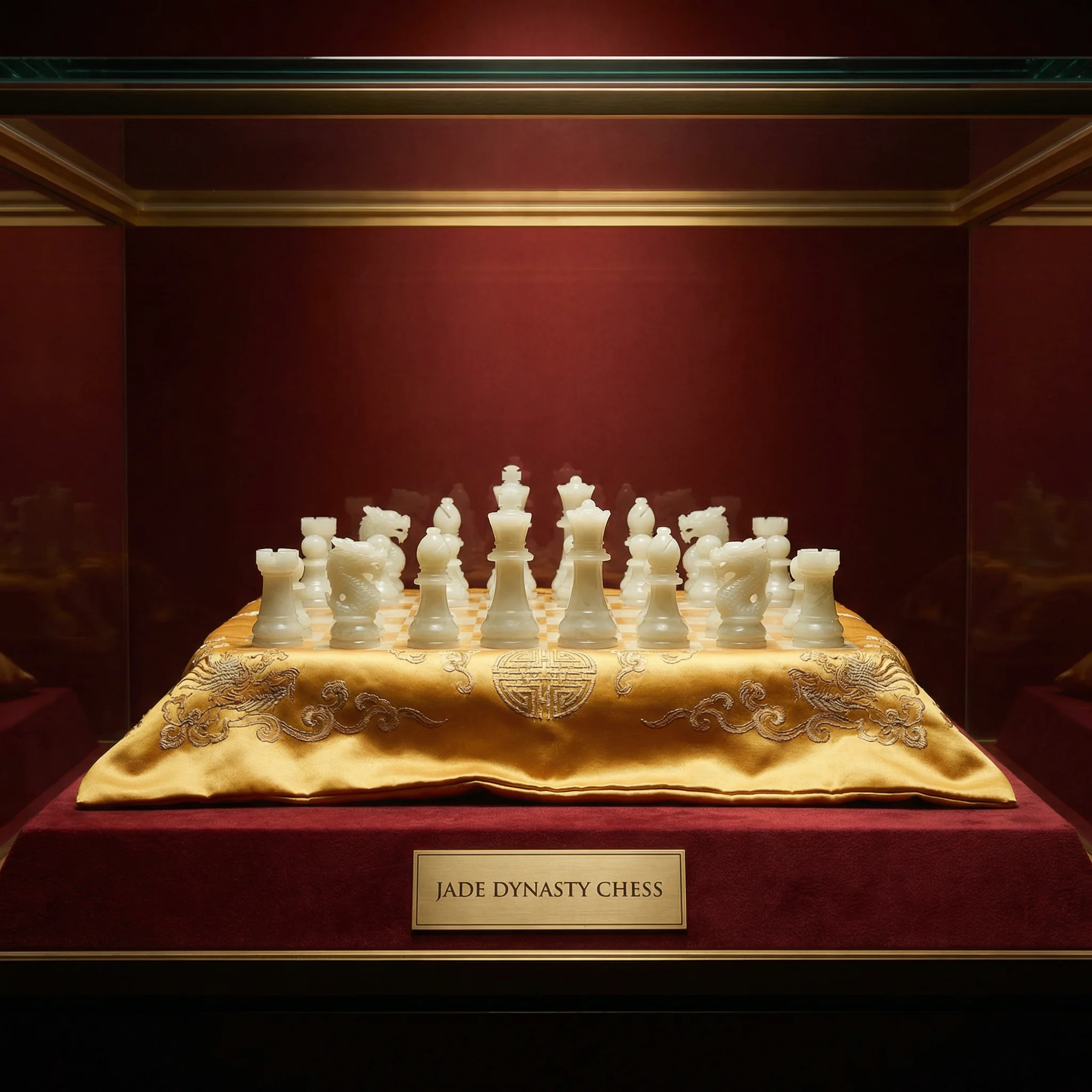 和田玉雕琢的宫廷棋盘，展示精美的 斗地主wangzhi